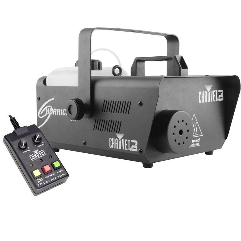 Compact High-Output Black Hurricane 1600 Fog Machine with DMX Control