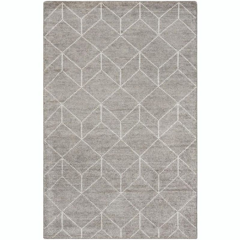 Hand-Knotted Gray Wool and Viscose Blend 4' x 6' Area Rug