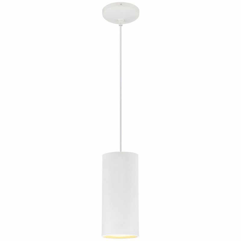 Pilson Matte White Indoor/Outdoor Drum Pendant Light