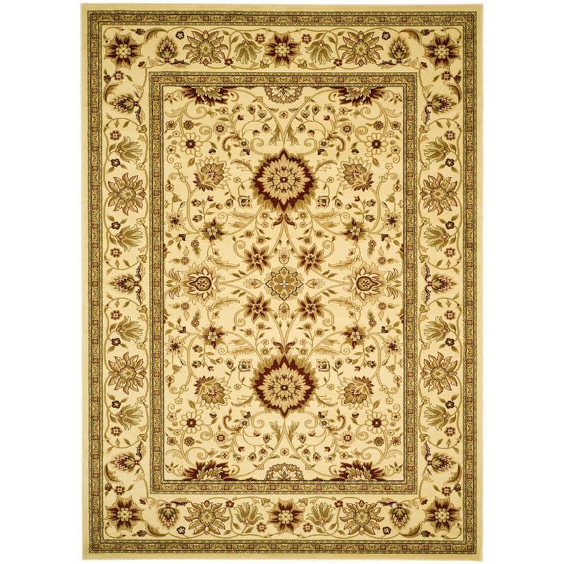 Elegant Ivory Floral 8' x 11' Synthetic Easy-Care Area Rug