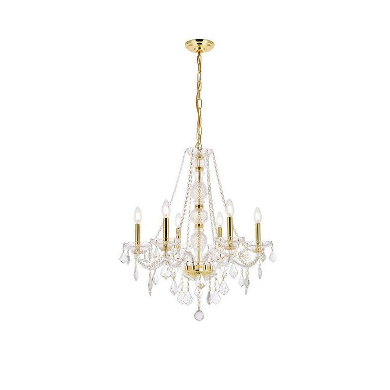 Verona Collection 6-Light Gold Chandelier with Royal Cut Clear Crystals