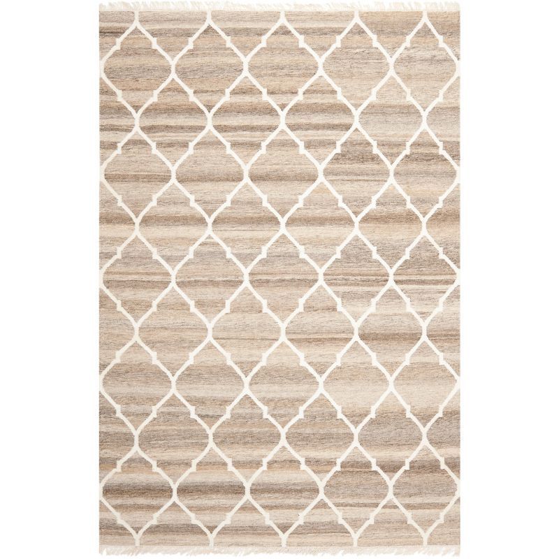 Handmade Gray Wool and Viscose Geometric Area Rug