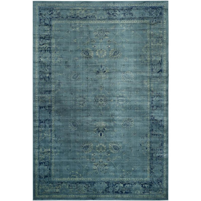 Turquoise and Multi Rectangular Wool Area Rug