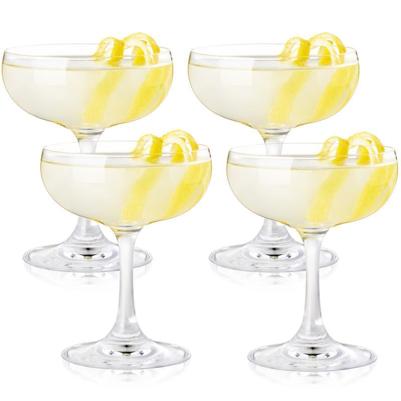 Clear 7 Oz Coupe Martini Cocktail Glasses, Set of 4