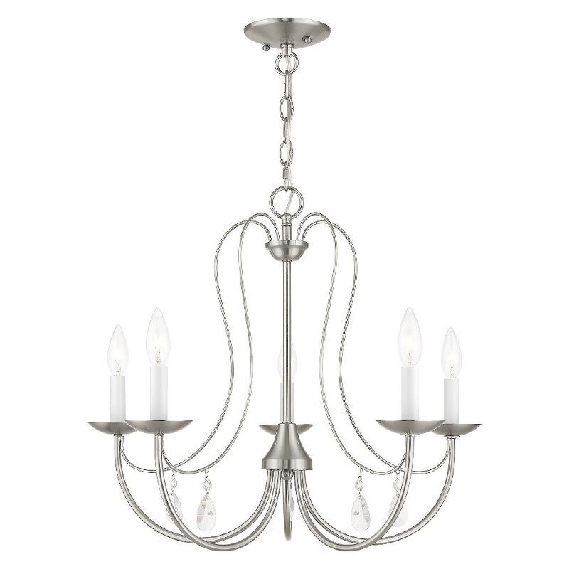 Elegant Brushed Nickel 5-Light Chandelier with Candelabra Bulbs