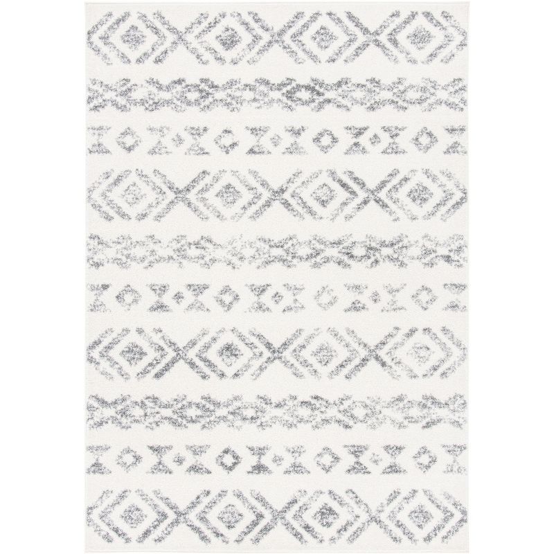 Ivory Geometric 5' x 7' Hand-Knotted Easy Care Area Rug