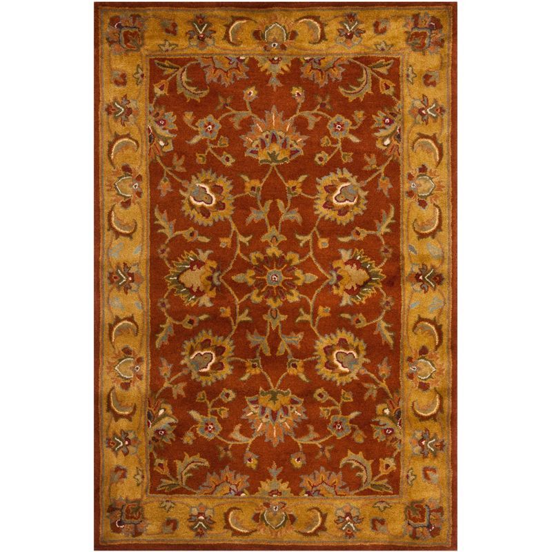 Hand-Tufted Red and Natural Wool 4' x 6' Area Rug
