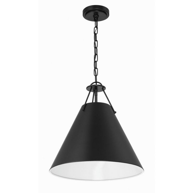 Xavier Matte Black Steel 3-Light Pendant with Conical Shade