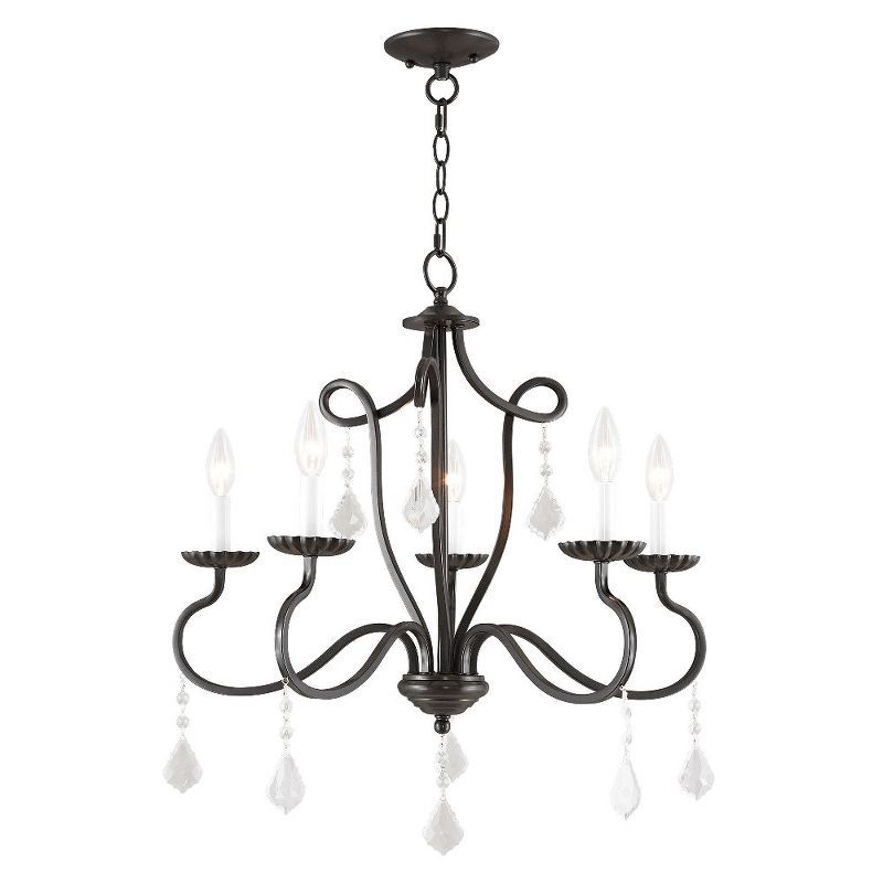 Callisto English Bronze 5-Light Chandelier with Crystal Accents