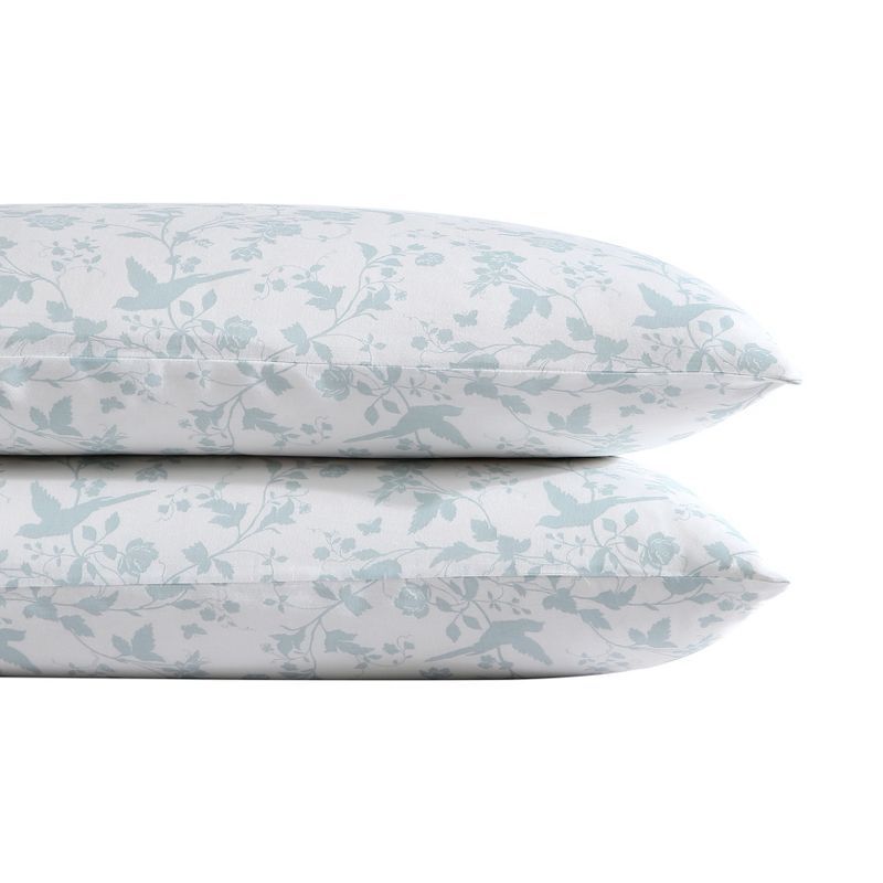 Garden Palace Blue Floral Cotton Standard Pillowcase Pair