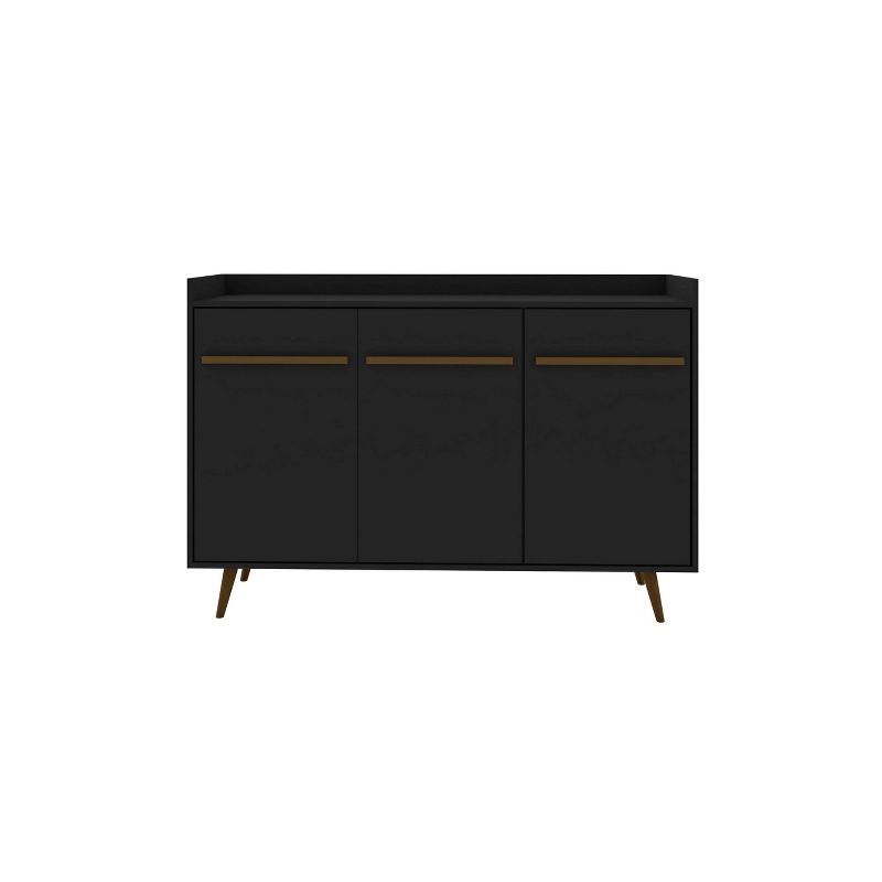 Bradley Black Wood Mid-Century Modern Buffet Stand with Splayed Legs