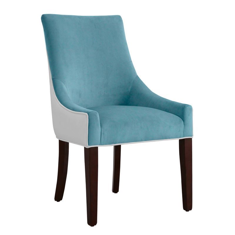 Elegant Seafoam Upholstered Side Chair with Walnut Wood Legs