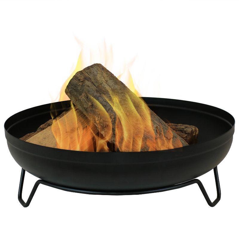 Sunnydaze Black Steel Outdoor Wood-Burning Fire Pit Bowl with Stand