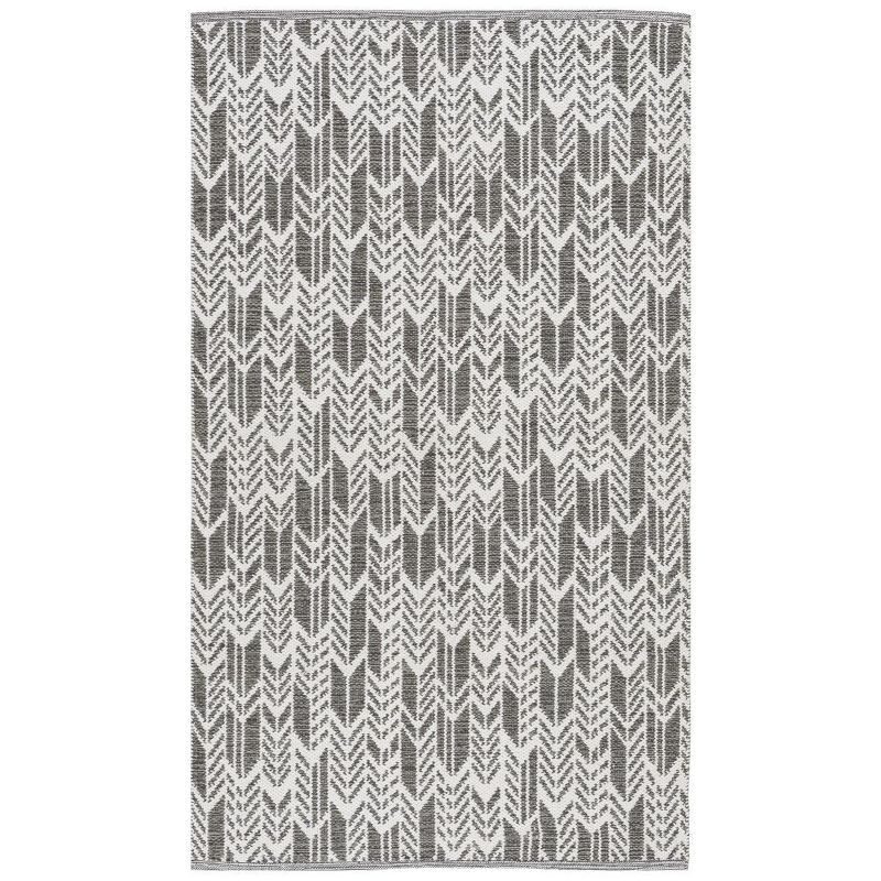 Charcoal and Ivory Cotton Blend 3' x 5' Handmade Area Rug