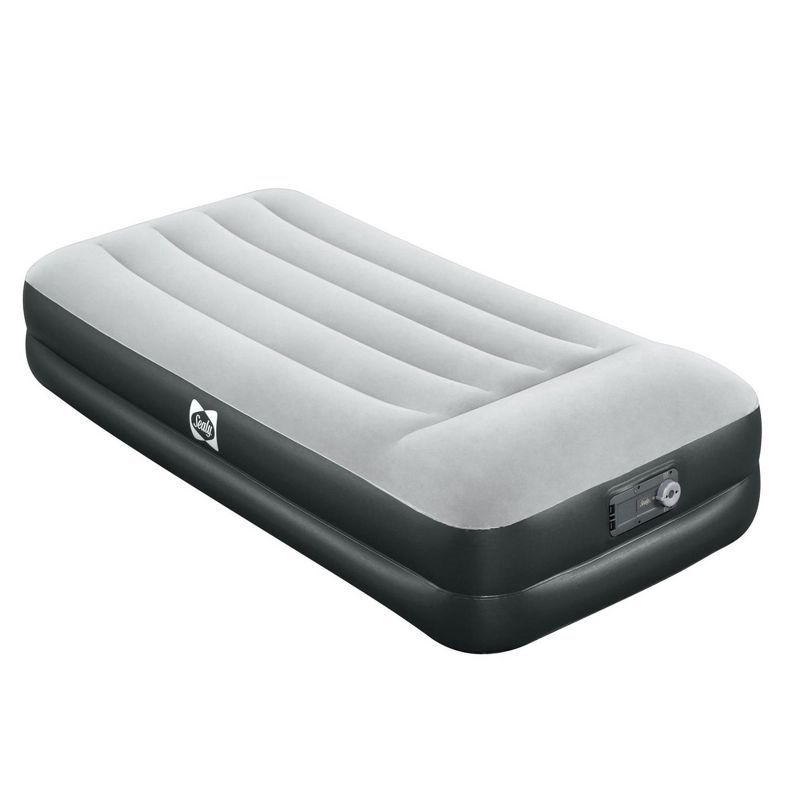 Sealy 16" Gray and Black Inflatable Air Mattress with Built-in Pump