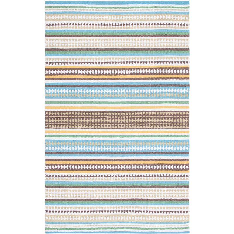 Handwoven Coastal Charm Light Blue Cotton Area Rug - 3' x 5'