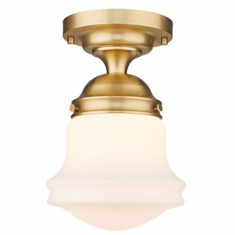 Heritage Brass and Opal Glass Globe LED Flush Mount