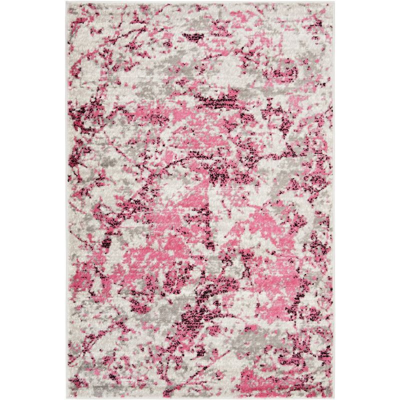 Medallion Bliss Pink and Ivory 4' x 6' Synthetic Area Rug