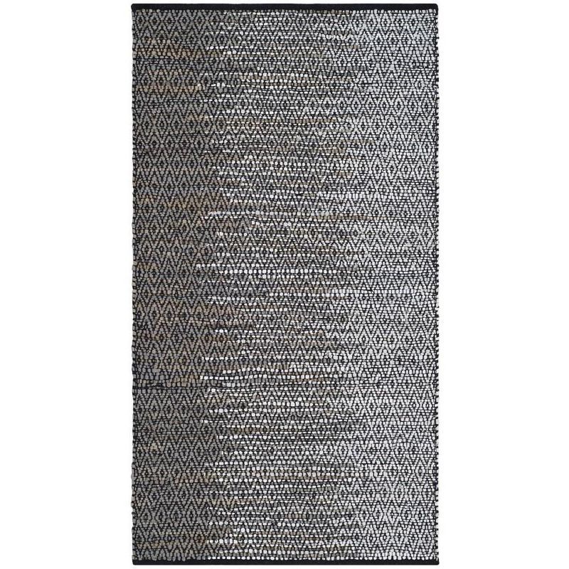 Handmade Light Grey and Grey Cowhide Flat Woven Rug