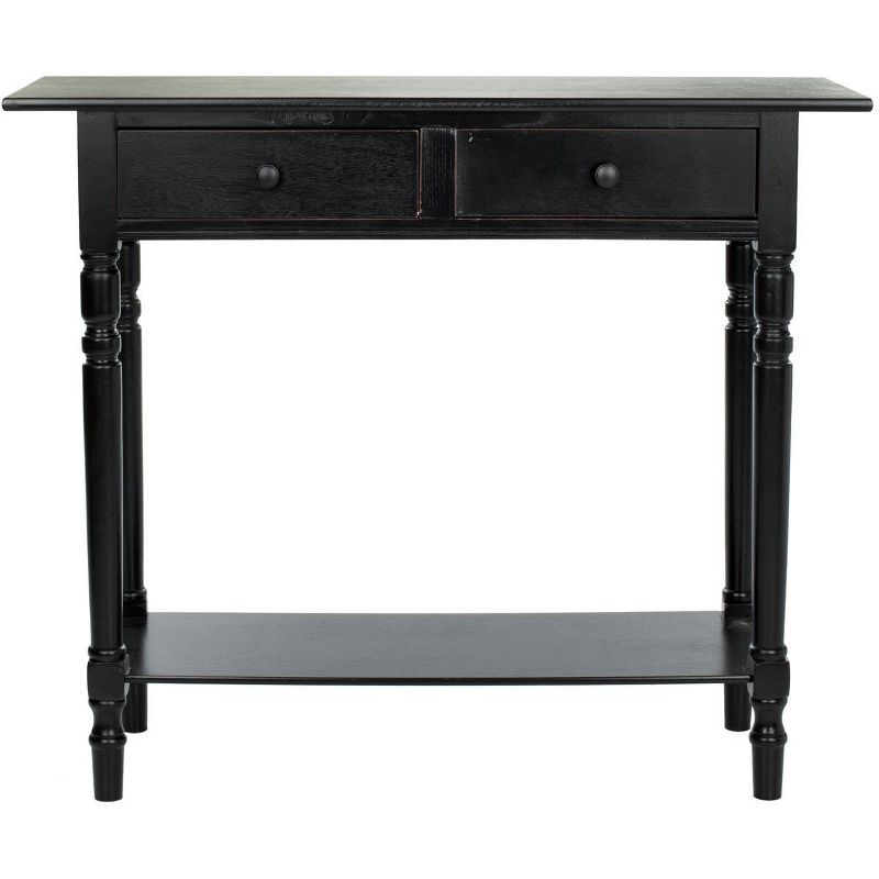 Transitional Gray Wood Console Table with Dual Storage Drawers