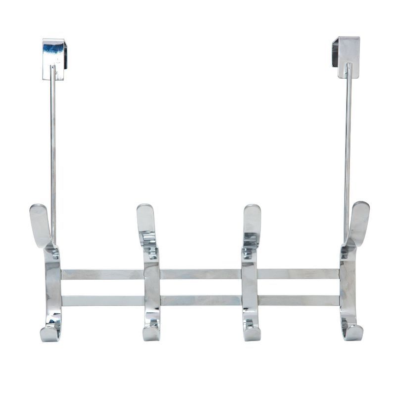 Chrome Over-the-Door 8-Hook Steel Rack for Coats and Towels