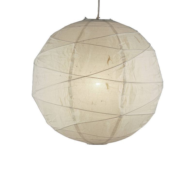 Contemporary Orb 21" Natural Bamboo Rice Paper Pendant Light