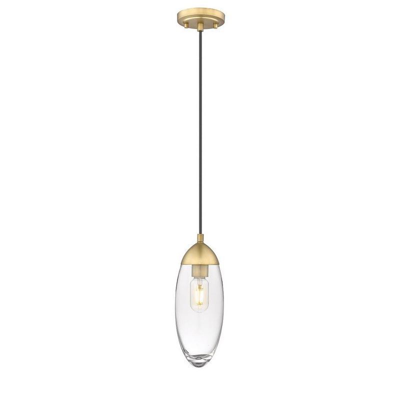 Arden Teardrop Pendant Light in Rubbed Brass with Glass Shade