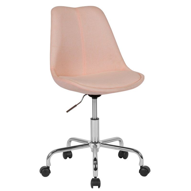 28'' Pink Fabric Mid-Back Adjustable Swivel Office Chair