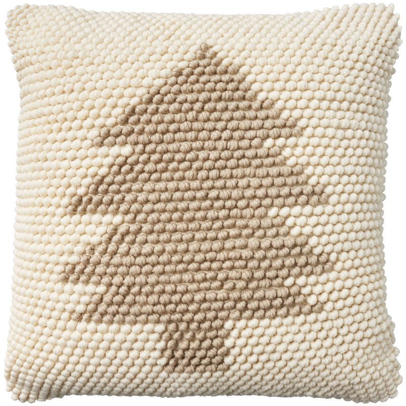 Ivory Beige 20"x20" Handcrafted Holiday Tree Loop Throw Pillow