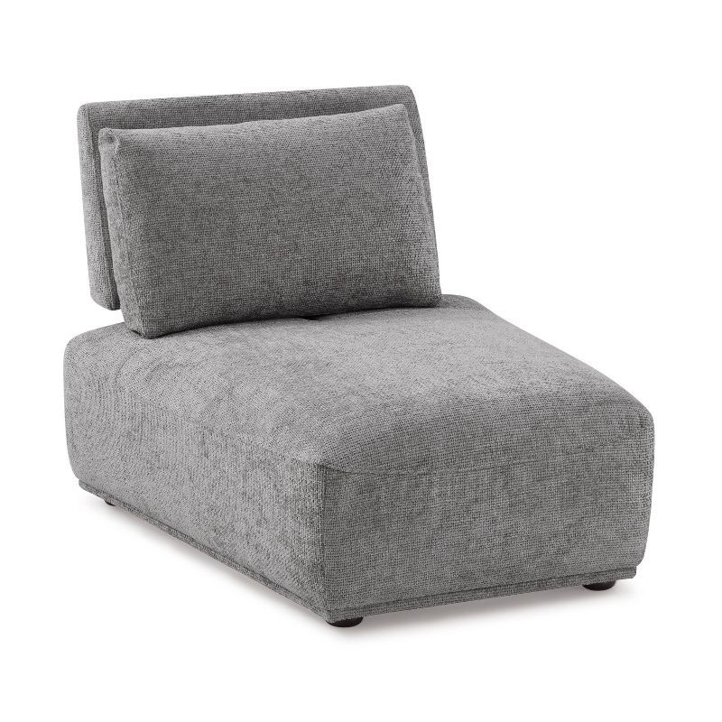 Gray Chenille Modular Armless Chair with Extendable Backrest