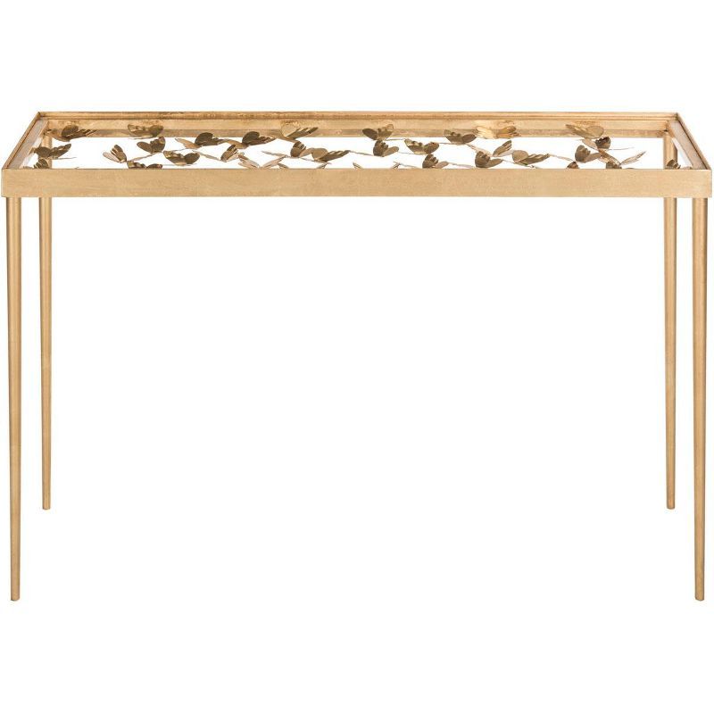 Ethereal Butterfly Antique Gold and Glass Console Table - 42"