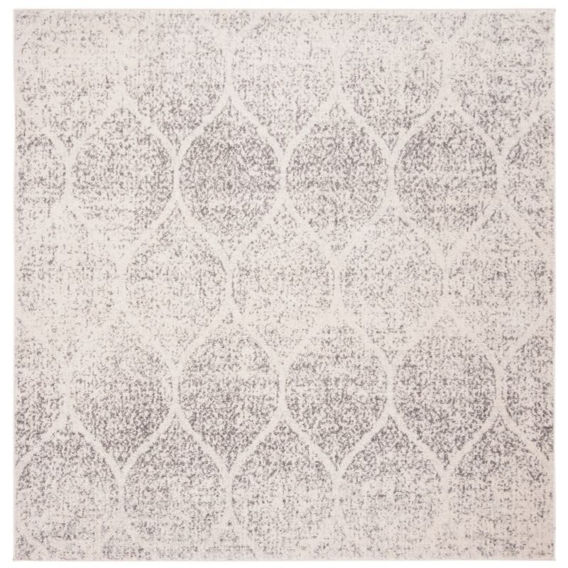 Ivory and Silver Square Synthetic Area Rug