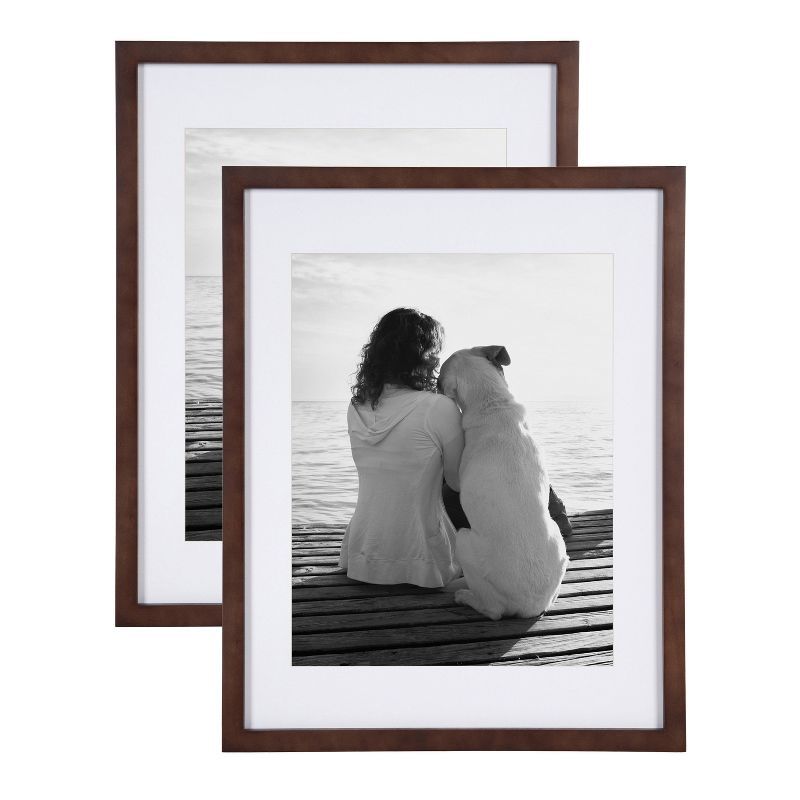 Walnut Brown Classic Wood Wall Frame Set 15x19"