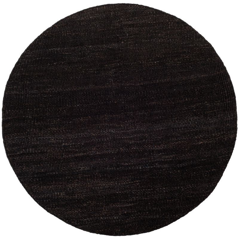 Handwoven Black Jute Round Area Rug, 4' x 4'