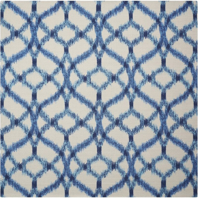 Handmade Blue Synthetic Square Stain-Resistant Area Rug