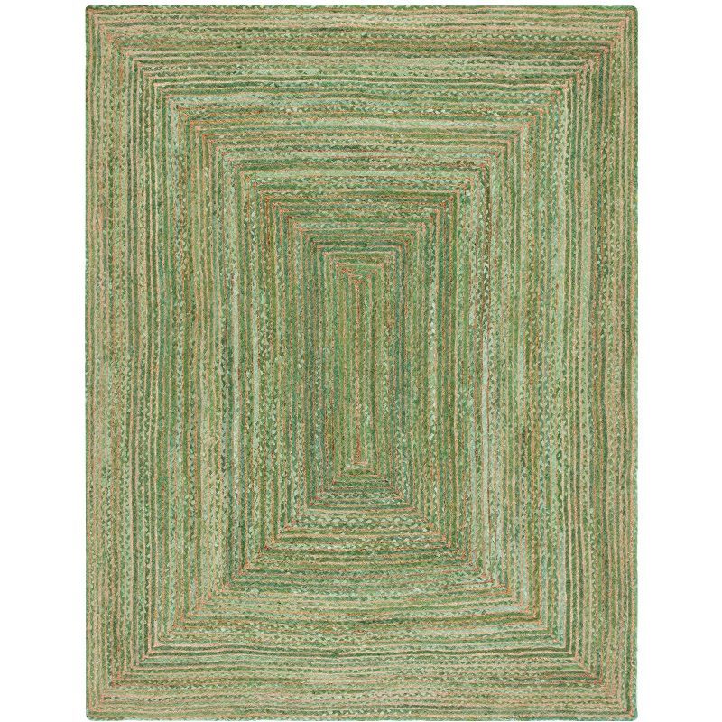 Handmade Green and Natural Rectangular Jute Area Rug 8' x 10'