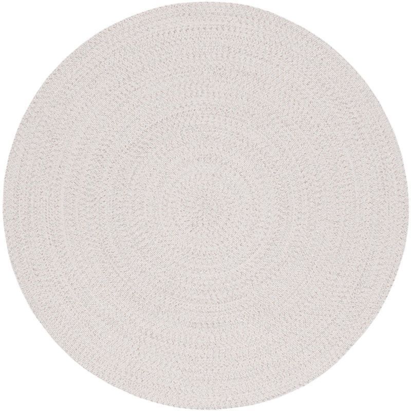 Chic Ivory & Light Grey Handwoven Braided Round Rug - 3'