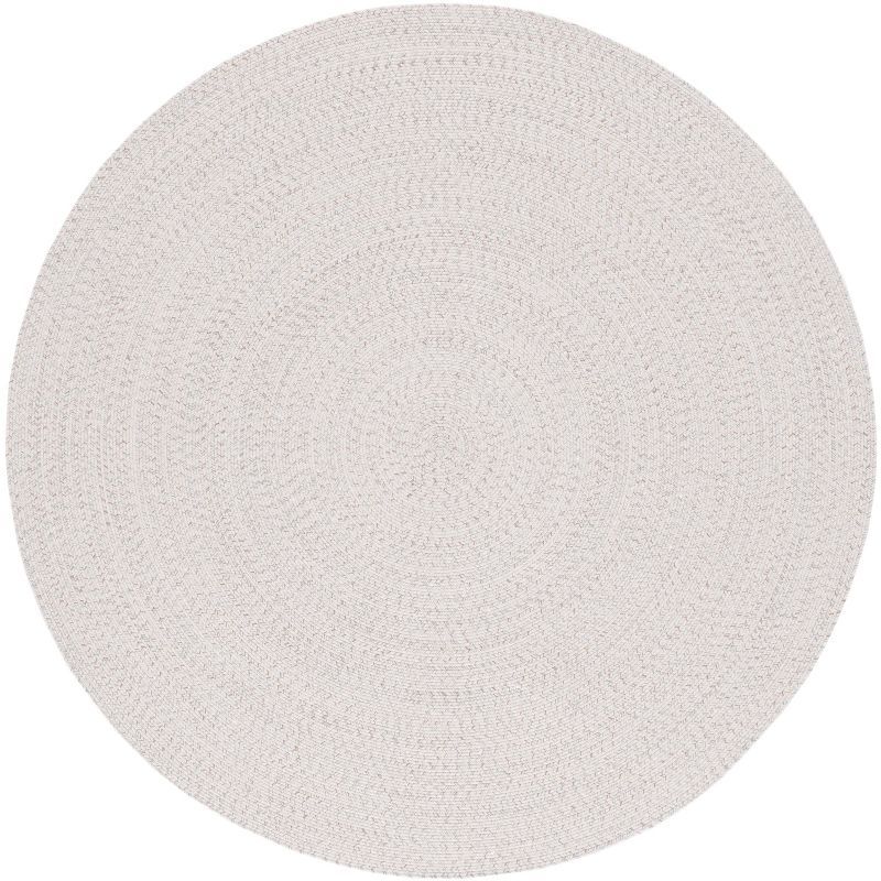 Chic Ivory & Light Grey Handwoven Braided Round Rug - 3'