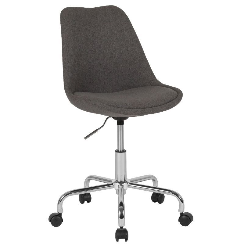 Mid-Back Dark Gray Fabric Swivel Task Office Chair with Chrome Base