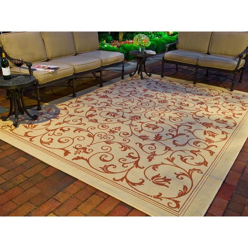 Courtyard Natural and Terra Rectangular Synthetic Area Rug