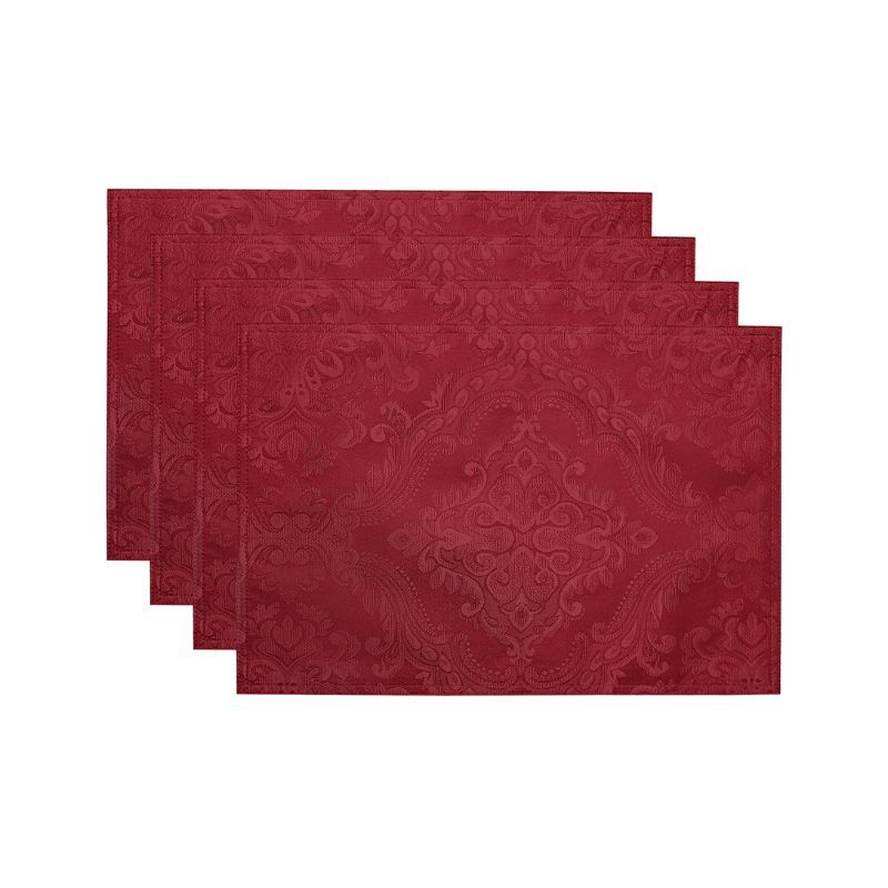 Red Jacquard Damask Rectangular Placemats, Set of 4