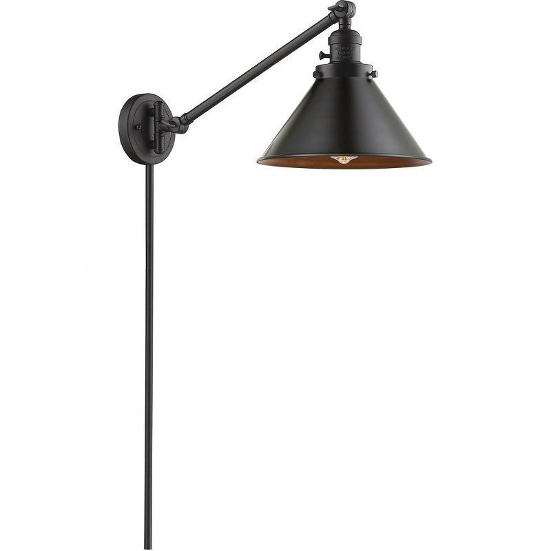 Bronze Adjustable Swing Arm Wall Lamp with Wide Shade