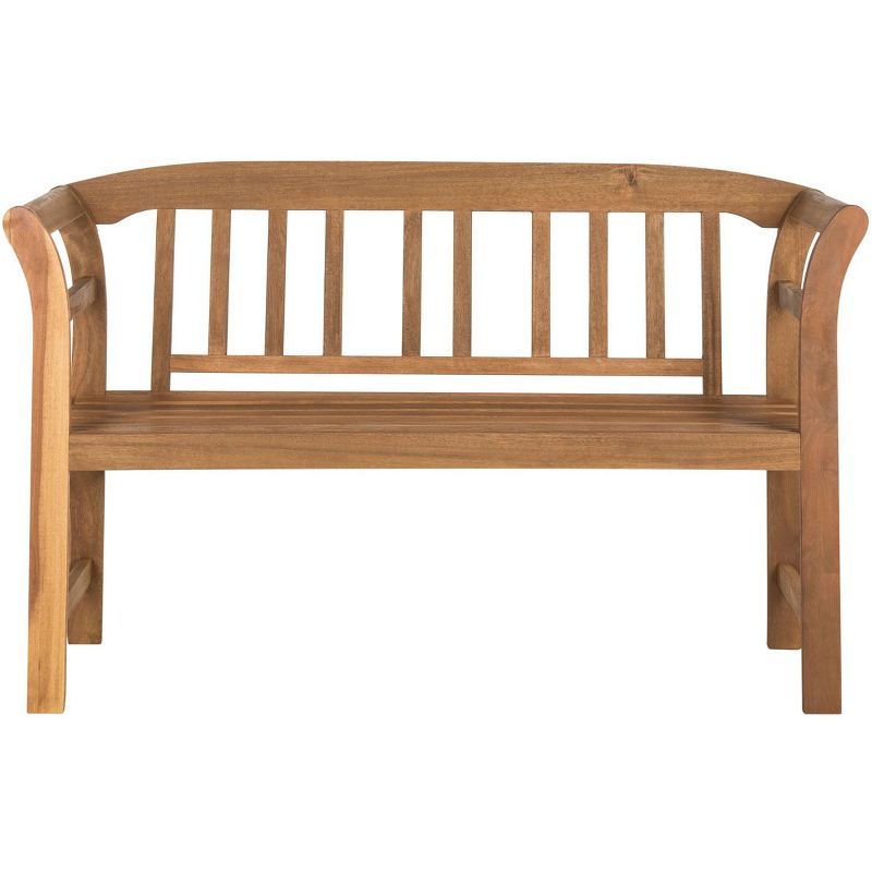 Teak Brown Acacia Wood 2-Seat Outdoor Bench