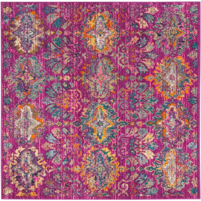 Madison 6'7" Square Fuchsia and Blue Synthetic Area Rug
