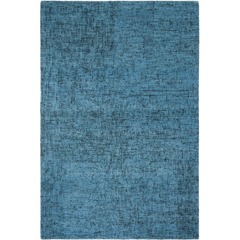 Handmade Blue Abstract Wool Rectangular Area Rug