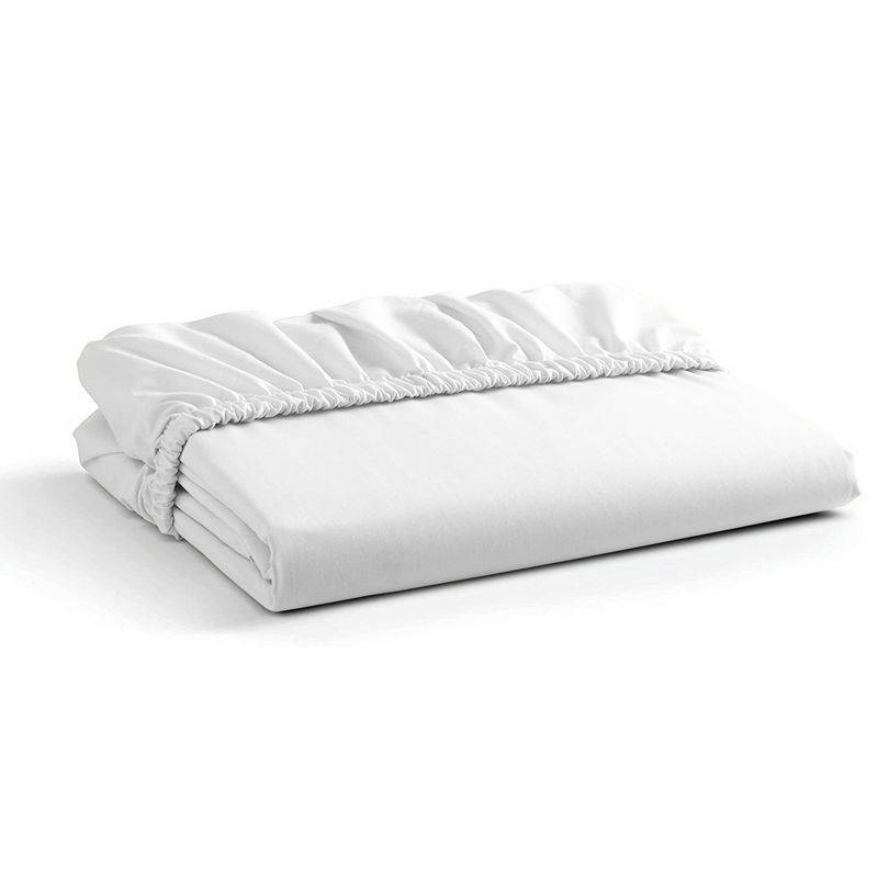 White Twin Cotton Percale Fitted Sheet Set