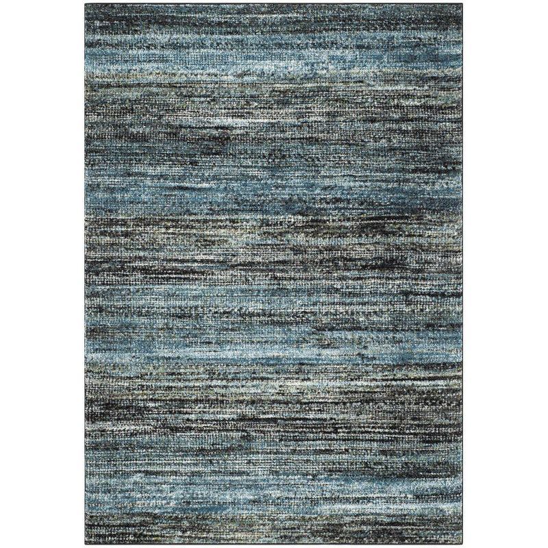 Charcoal and Blue Rectangular Synthetic Area Rug