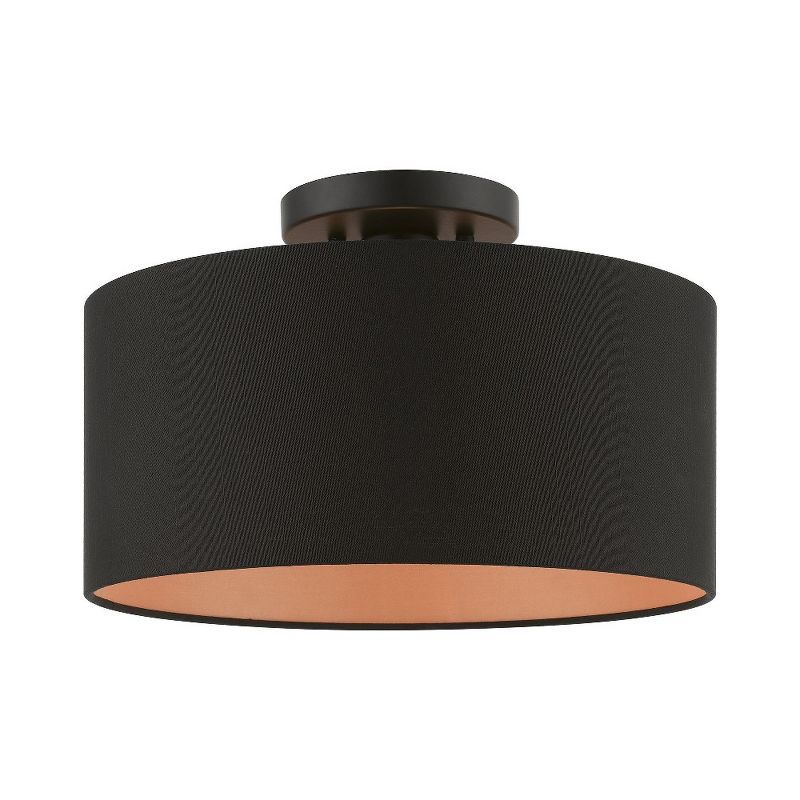 Sentosa Black Steel Drum LED Semi-Flush Mount for Indoor/Outdoor