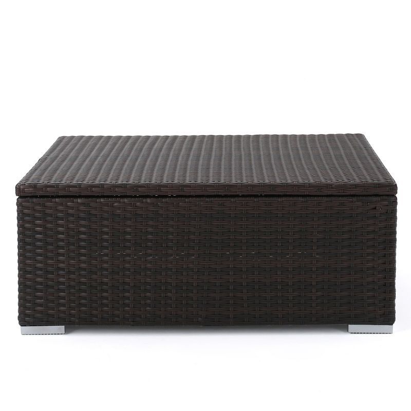 Multibrown Wicker Outdoor Storage Coffee Table