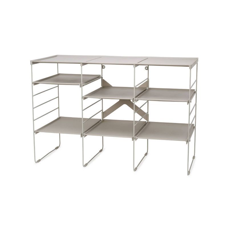 Adjustable Off-White Metal Stackable Shoe Rack